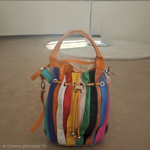Multicolor Striped Women's Handbag